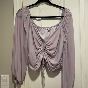 1X PLUS SIZE LAVENDER STRETCHY SHIRT; with beautiful sleeves